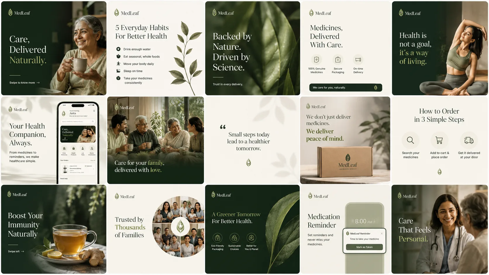 Medleaf — Logo and Branding packaging & visual design mockup 10 by Raghav Chopra
